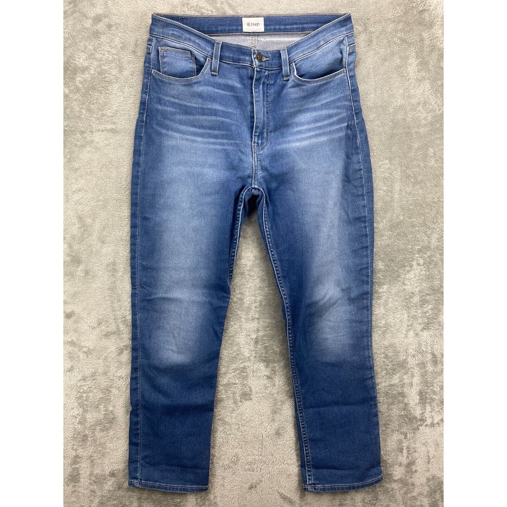 Hudson Women's‎ Blair High Rise Straight Crop Jeans Size 28 Light Blue Stretch